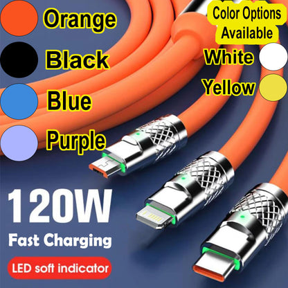 Xiaomi 120W Data Cable Fast Charging 6A 3 In 1 Type C Cable