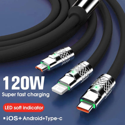 Xiaomi 120W Data Cable Fast Charging 6A 3 In 1 Type C Cable