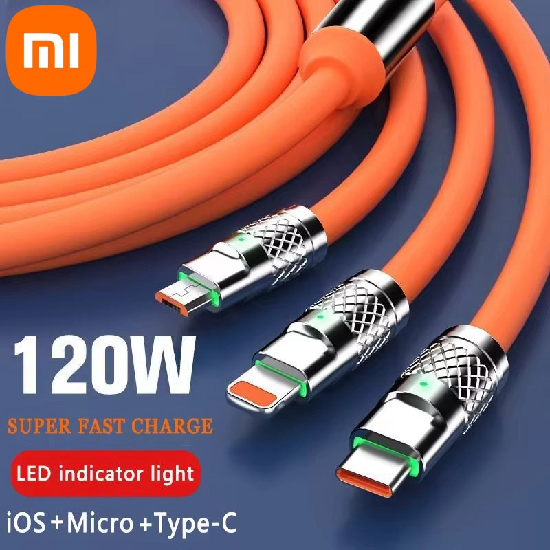 Xiaomi 120W Data Cable Fast Charging 6A 3 In 1 Type C Cable