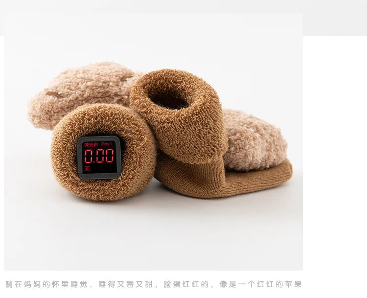 New Cute Cartoon Bear Baby Socks For Boys Girls Winter Soft Cotton Anti Slip.