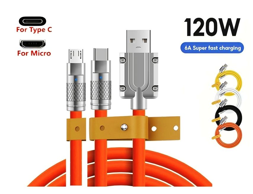 Xiaomi 120W Data Cable Fast Charging 6A 3 In 1 Type C Cable